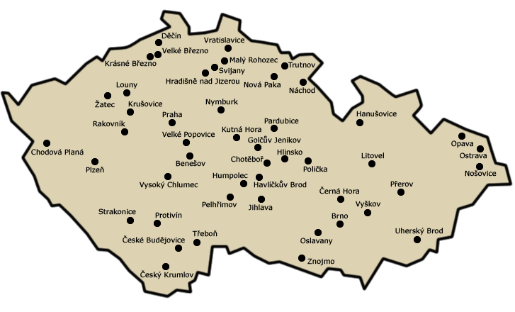 Mapa korunkových uzávěrů z České republiky