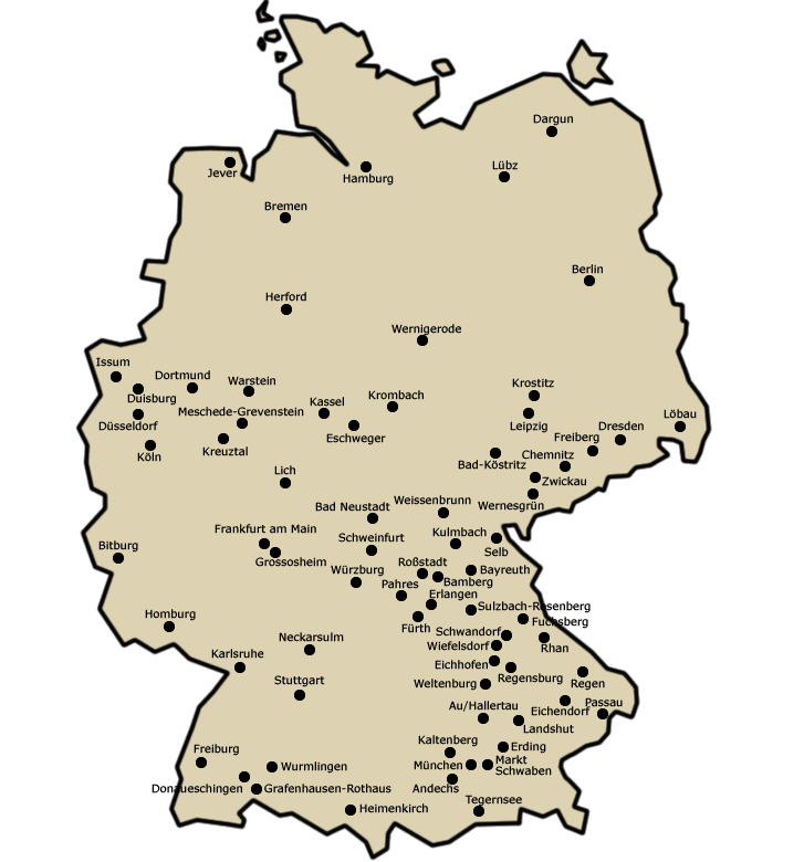 Mapa pivovarů v Německu